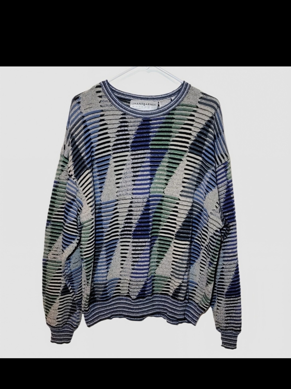 Jhane Barnes VTG Geometric Math Art Crew Neck Sweater Designer Collectible Sz XL